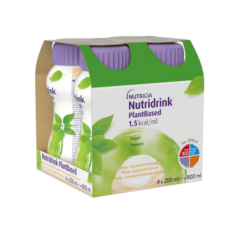 NUTRIDRINK PLANTBASED S PŘÍCHUTÍ MANGO/MARAKUJA perorální roztok 4X200ML