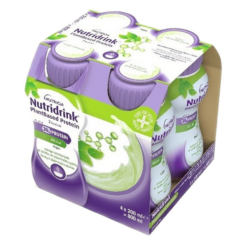 NUTRIDRINK PLANTBASED PROTEIN 2.0 S PŘÍCHUTÍ HRÁŠEK/MÁTA POR SOL 4X200ML