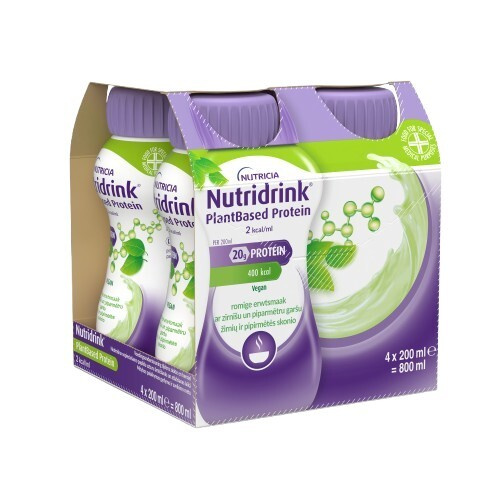 NUTRIDRINK PLANTBASED PROTEIN 2.0 S PŘÍCHUTÍ HRÁŠEK/MÁTA POR SOL 4X200ML