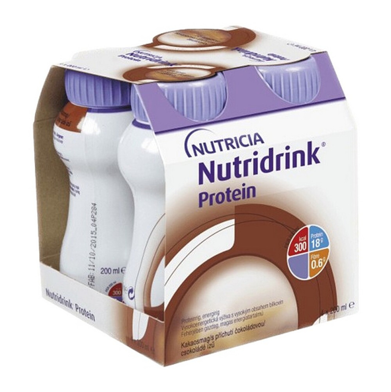 NUTRIDRINK PROTEIN S PŘÍCHUTÍ ČOKOLÁDOVOU perorální roztok 4X200ML