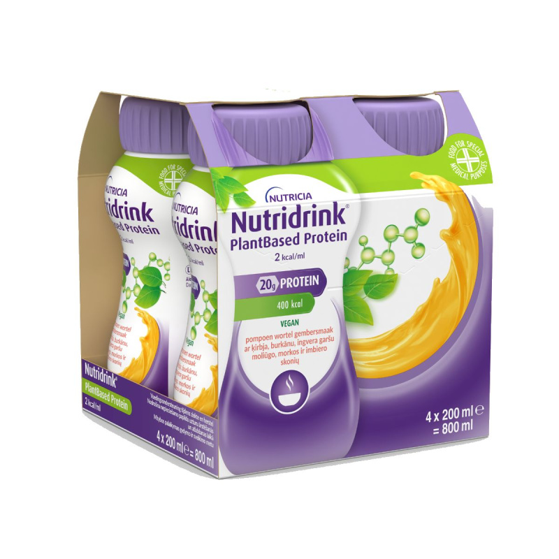 NUTRIDRINK PLANTBASED PROTEIN 2.0 S PŘÍCHUTÍ DÝNĚ/MRKEV/ZÁZVOR POR SOL 4X200ML