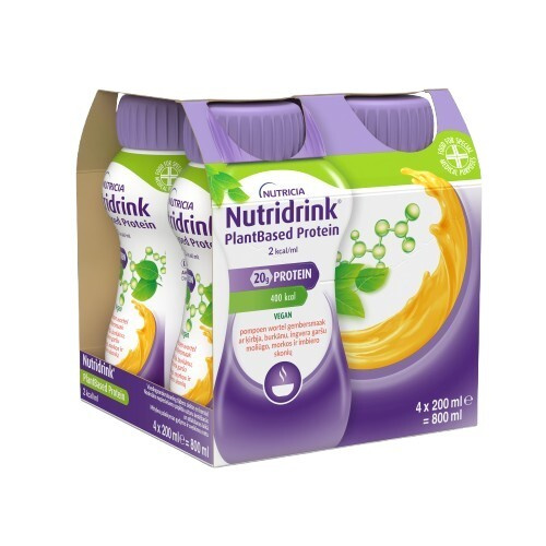 NUTRIDRINK PLANTBASED PROTEIN 2.0 S PŘÍCHUTÍ DÝNĚ/MRKEV/ZÁZVOR POR SOL 4X200ML