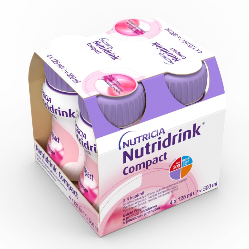 NUTRIDRINK Compact s příchutí jahoda 4 x 125 ml