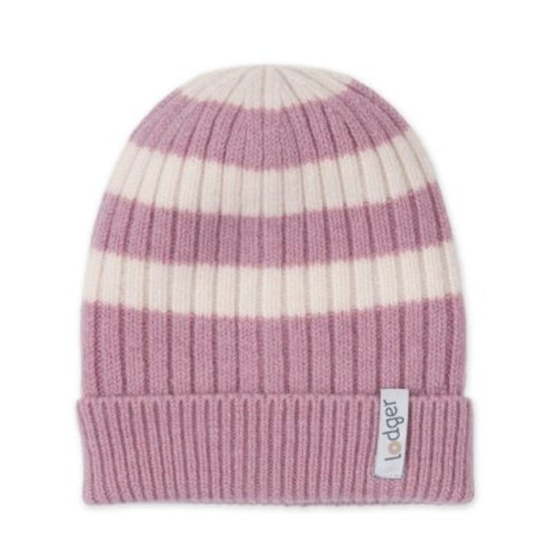 Lodger čepice Stripe Merino mauve 3–6 měsíců
