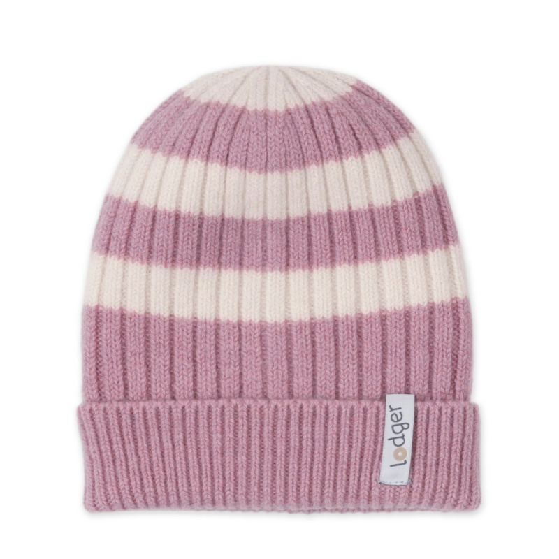 Lodger čepice Stripe Merino mauve 3–6 měsíců