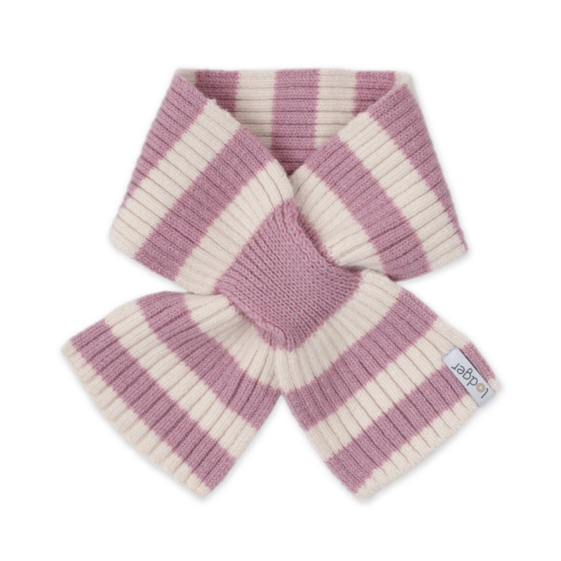 Lodger dětská merino šála stripe mauve - 1 kus