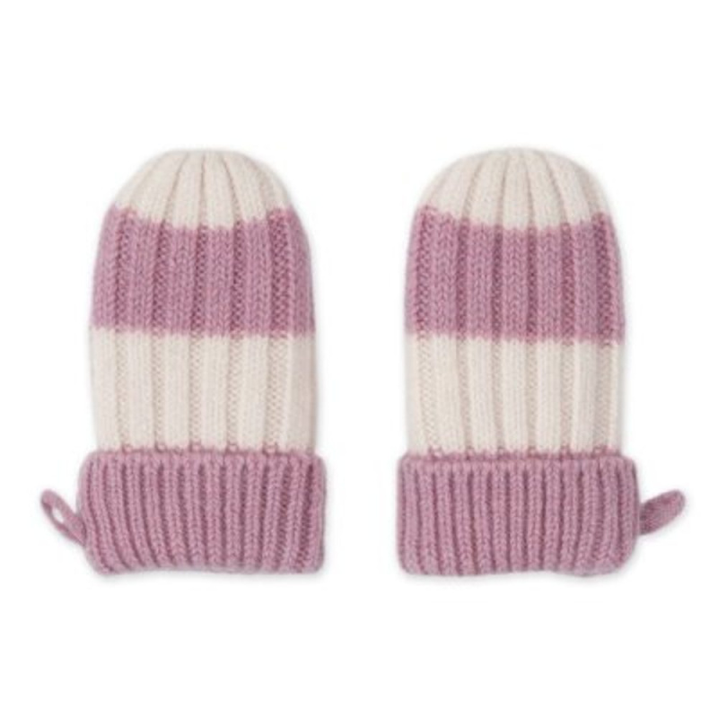 Lodger merino rukavice stripe mauve 0–12 měsíců