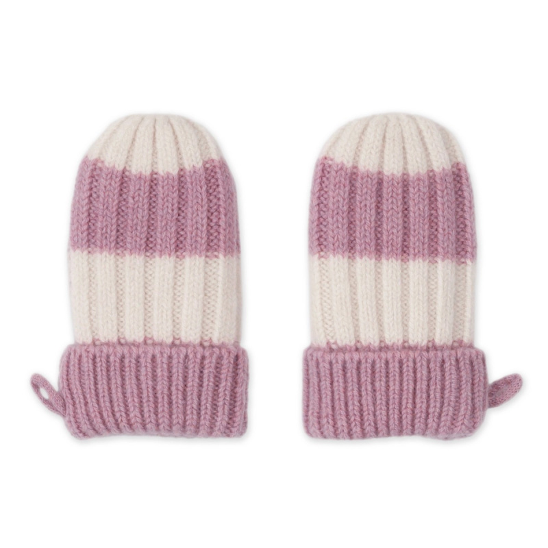Lodger merino rukavice stripe mauve 0–12 měsíců