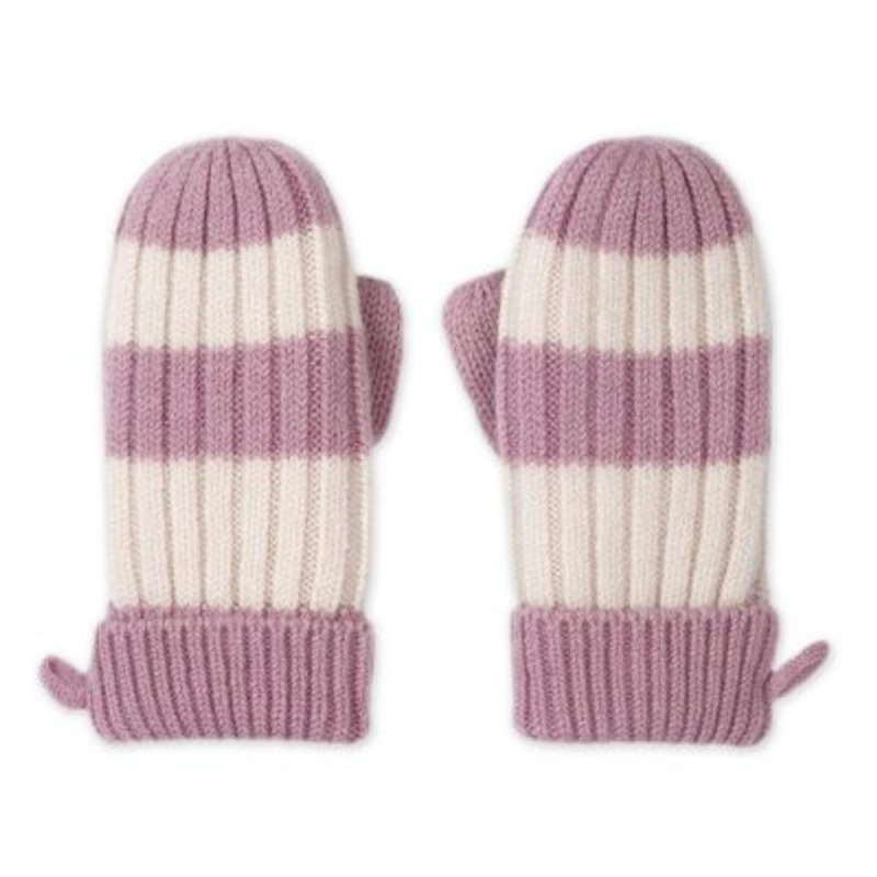 Lodger merino rukavice stripe mauve vel. 1–2 roky