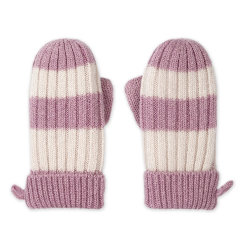 Lodger merino rukavice stripe mauve vel. 1–2 roky