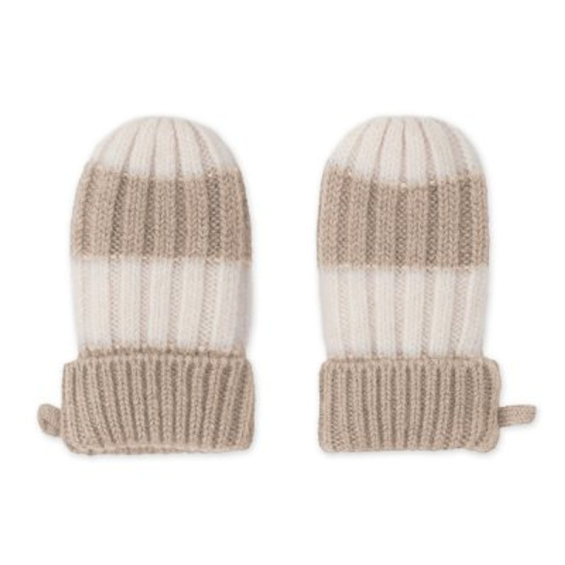 Lodger merino rukavice stripe béžové 0–12 měsíců