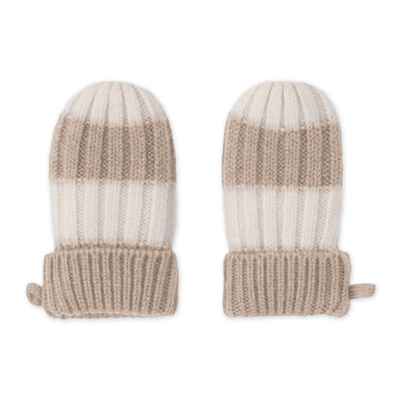 Lodger merino rukavice stripe béžové 0–12 měsíců