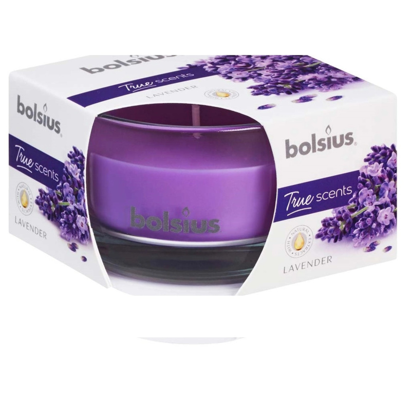 Bolsius Vonná svíčka ve skle Levandule, 80 x 50 mm