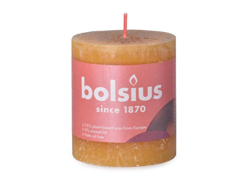 Bolsius Svíčka válcová Rustic Honeycomb Yellow 68 x 80 mm
