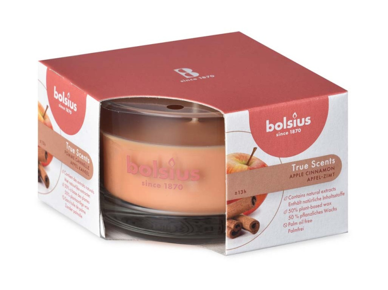 Bolsius Vonná svíčka ve skle Apple Cinammon, 80 x 50 mm