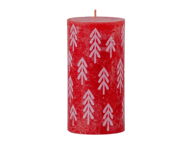 Bolsius Rustic válcová svíčka Delicated Red bílá a červená 6,8x13 cm