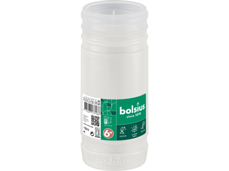 Bolsius parafínový vklad 75x180 mm 135h. bílá bez víčka