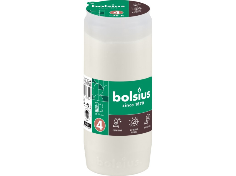 Bolsius kompozitní 57x140 mm 75h. bílá víčko papír