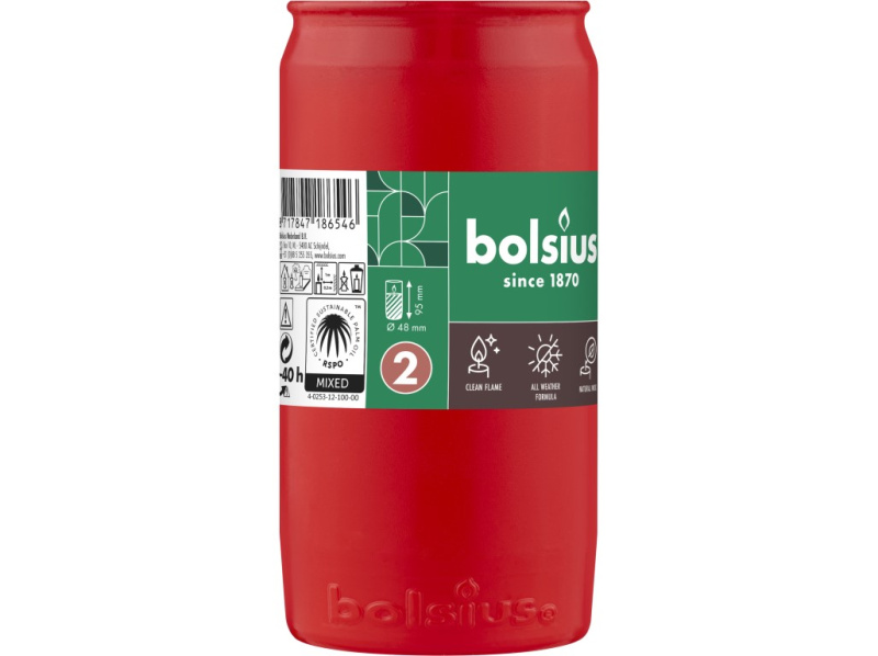 Bolsius kompozitní 48x95 mm 40h. červená víčko papír