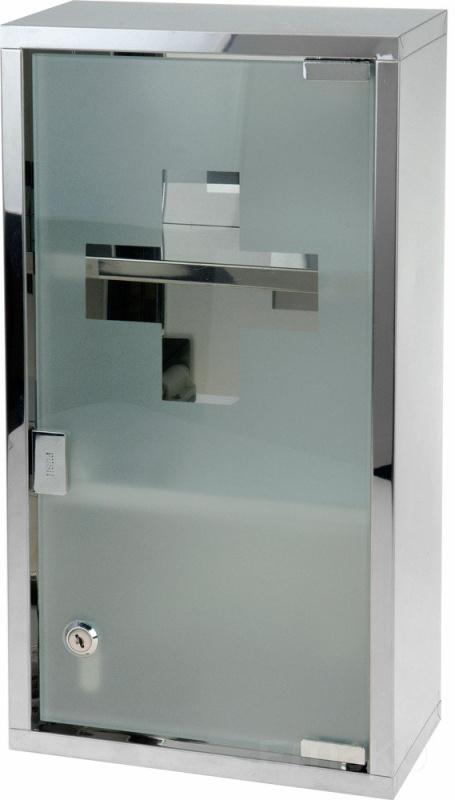 Storagesolutions Kovová lékárnička, skříňka na léky barva stříbrná C80820140 stříbrná