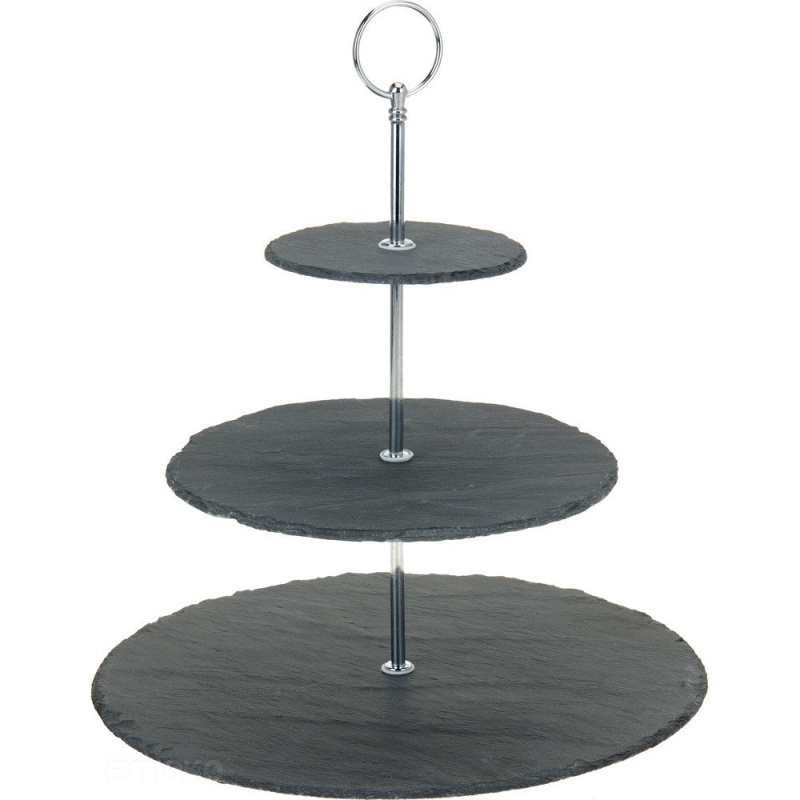 EH Excellent Houseware Podnos na koláče a občerstvení, kámen, 3 patra 170423610 antracitová