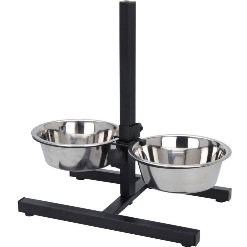 Pets Collection Misky na stojanu pro psy, nastavitelná výška, 2 x 1,8 l černá