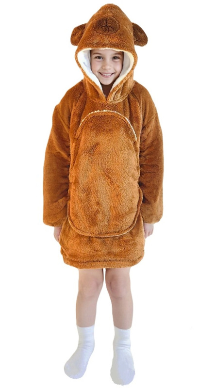Hřejivá mikinová deka s kapucí pro děti kapybara 3–6 let od Cozy Noxxiez