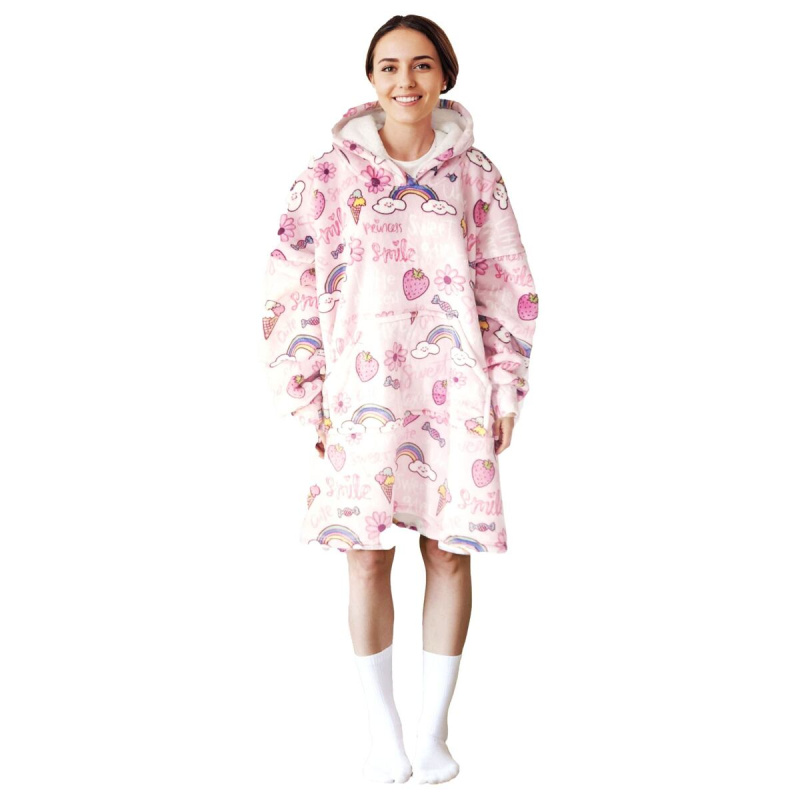 Hřejivá mikinová deka s kapucí COZY NOXXIEZ s potiskem sladkostí