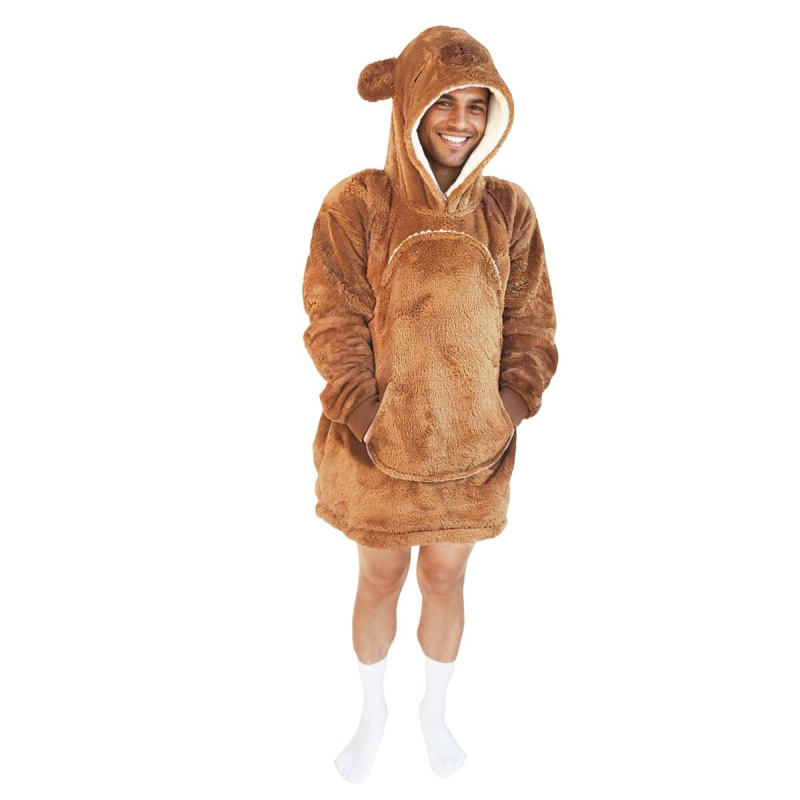 Hřejivá mikinová deka s kapucí kapybara COZY NOXXIEZ pro teenagery a dospělé