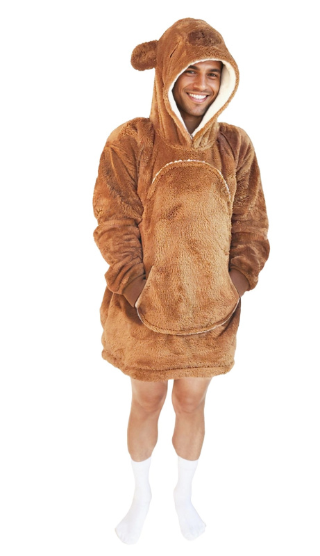 Hřejivá mikinová deka s kapucí kapybara COZY NOXXIEZ pro teenagery a dospělé