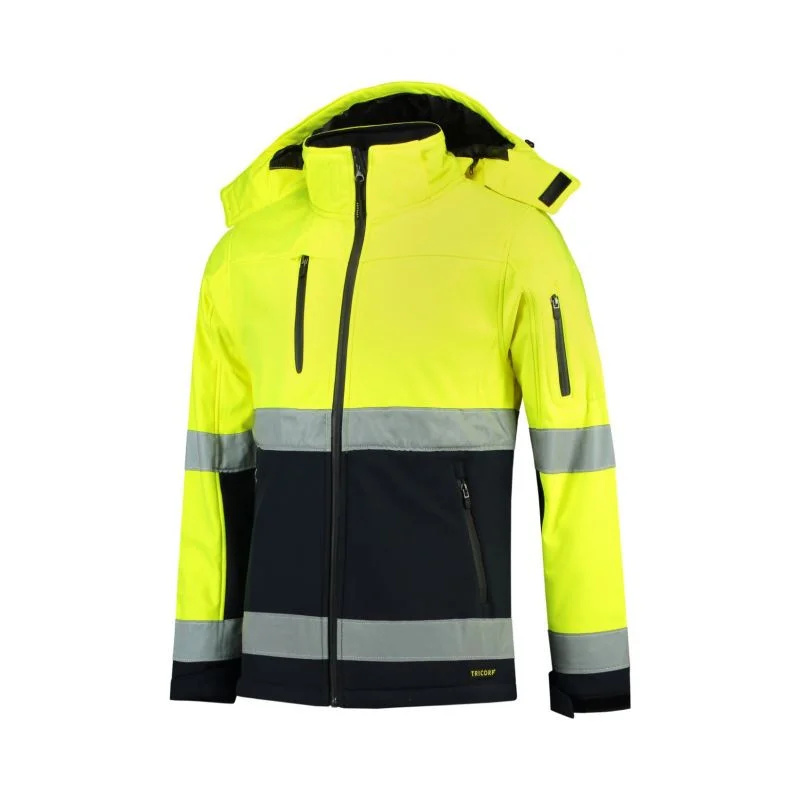Pánská dvoubarevná softshellová bunda Rimeck EN ISO 20471 M MLI-T5297 fluorescenční žlutá 4XL