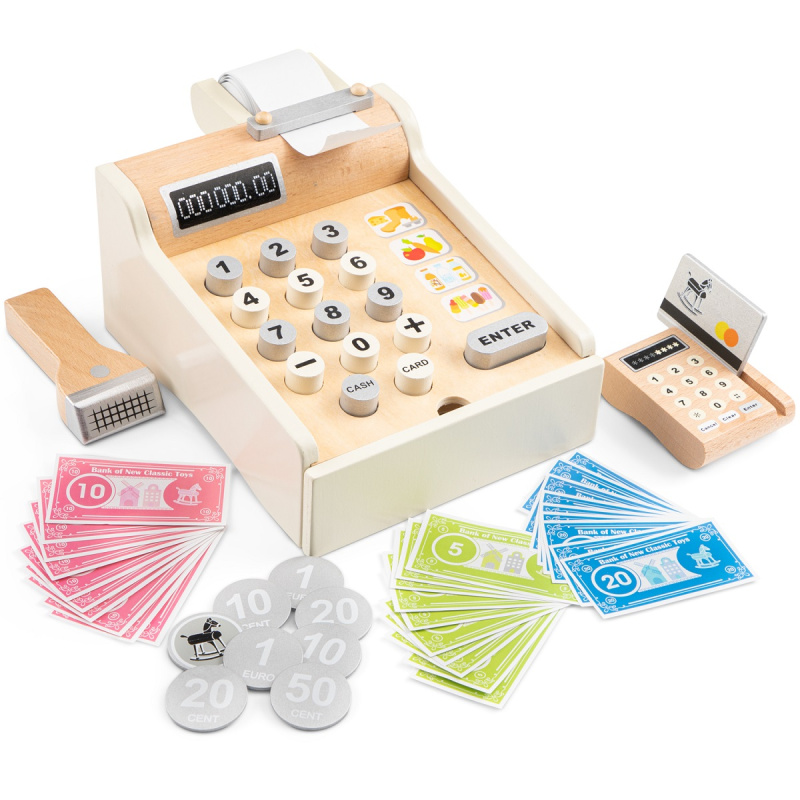 New Classic Toys dřevěná pokladna bílá