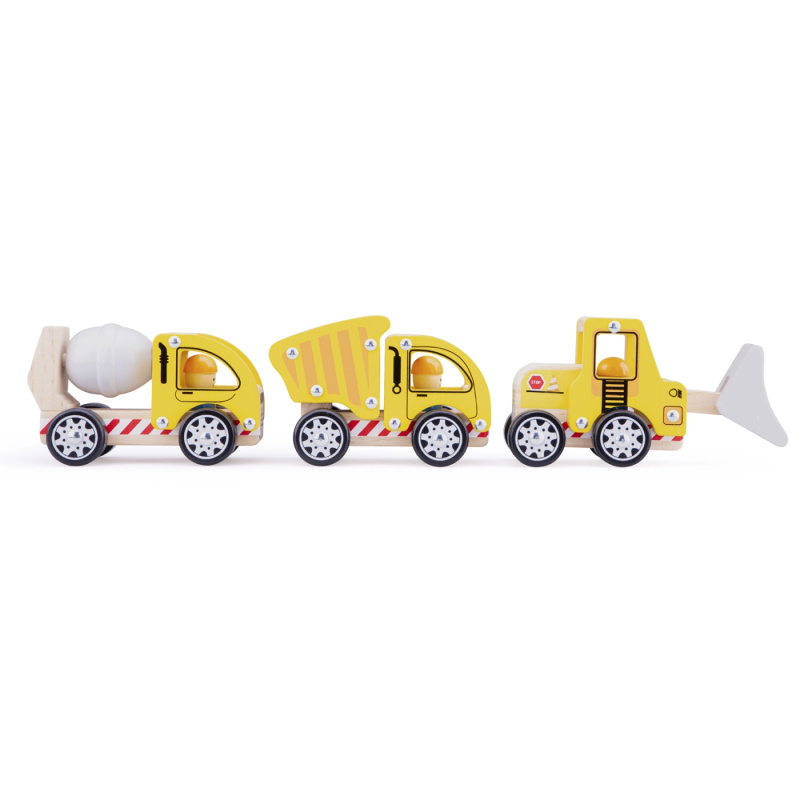 New Classic Toys Dřevěná stavební autíčka 3 ks