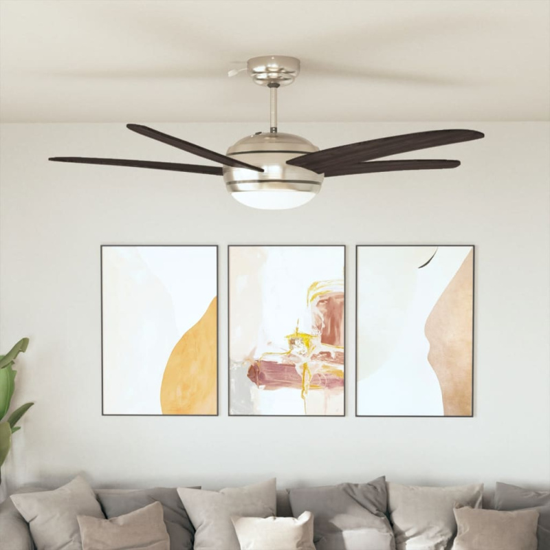 Ozdobný Stropní Ventilátor Se Světlem 128 Cm Hnědý - Hnědá