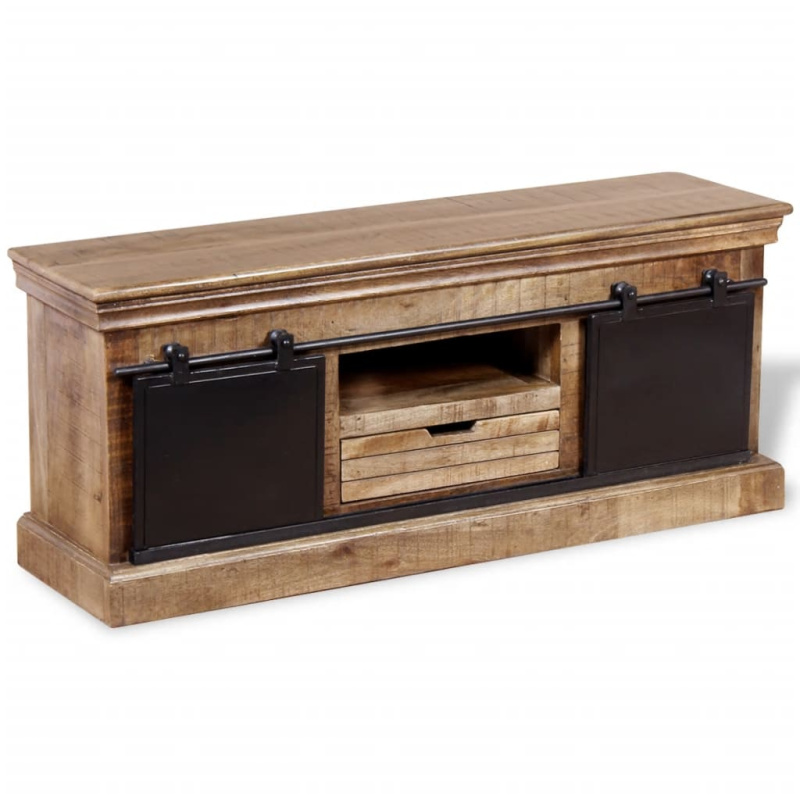 Tv Stolek S 2 Posuvnými Dvířky Mangovníkové Dřevo 110X30X45 Cm