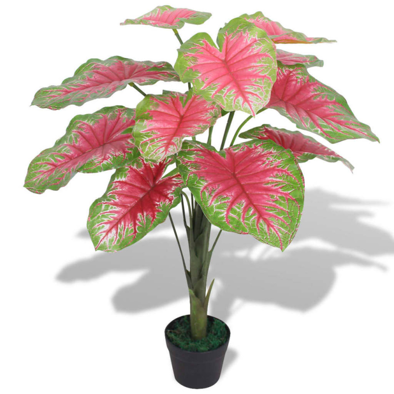 Umělá Rostlina Kaládium S Květináčem 85 Cm A Červená - dračinec / 90 cm
