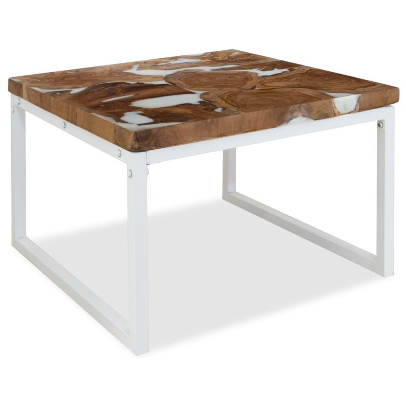 Konferenční Stolek, Teak A Pryskyřice, 60X60X40 Cm - Černá / 110 cm