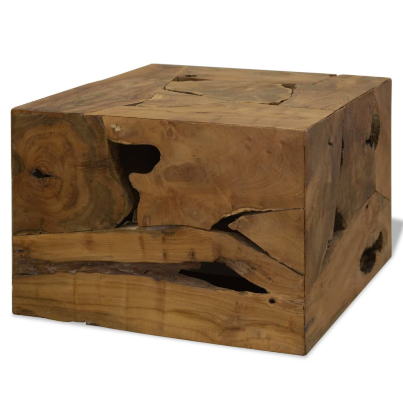Konferenční Stolek, Pravý Teak, 50X50X35 Cm, Hnědý