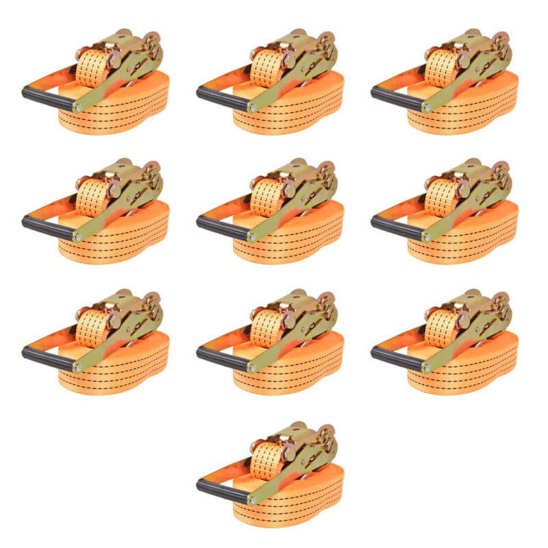 Ráčnové Upínací Pásy, 10 Ks, 2 Tuny, 8Mx50Mm, Oranžové - Modrá / 4 / 6 m x 25 mm