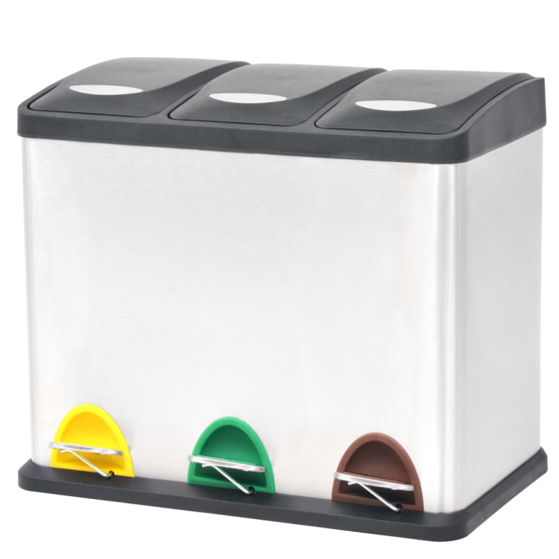 Odpadkový Koš Na Tříděný Odpad Nerezový 24 L - 3 x 8 l