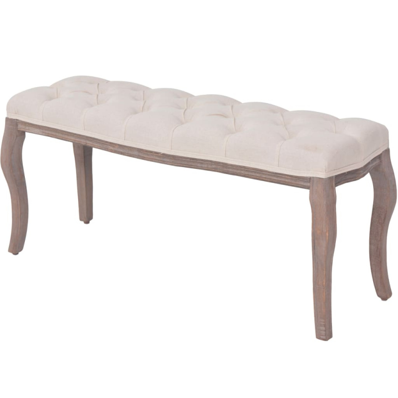 Lavice Se Lněným Čalouněním 110 X 38 X 48 Cm Krémově Bílá - Tmavě šedá