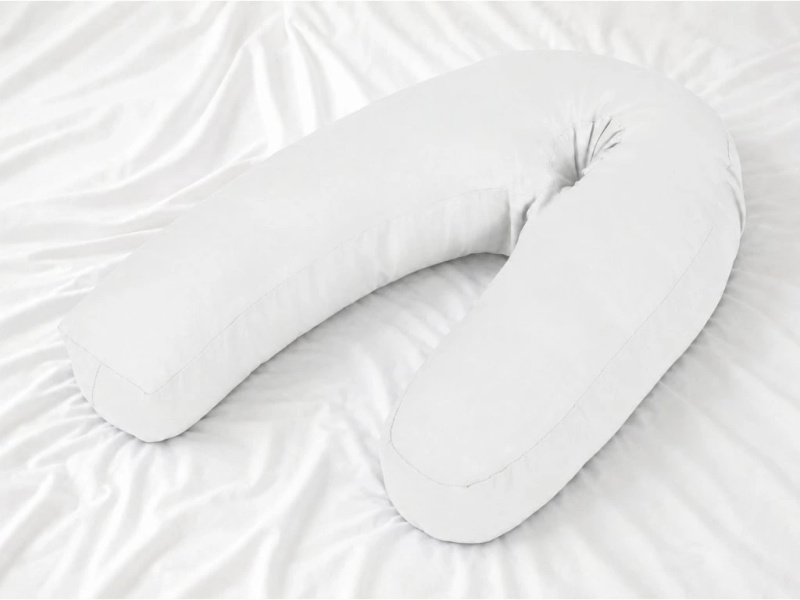Těhotenský polštář ve tvaru písmene J 54 x (36–43) cm bílý