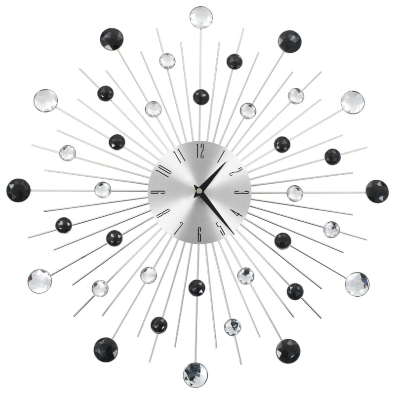 Nástěnné Hodiny Se Strojkem Quartz 50 Cm Moderní Design - stříbrná a černá