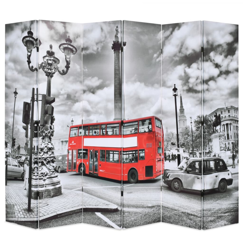 Skládací Paraván Londýnský Autobus Černobílý - 228 x 170 cm