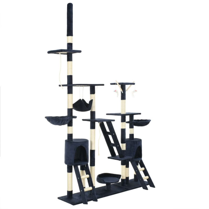 Škrabadlo Pro Kočky Se Sisalovými Sloupky 230-250 Cm Modré - Béžová se vzorkem otisků tlapek