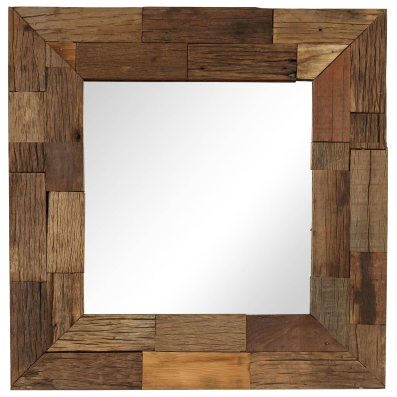 Zrcadlo Masivní Recyklované Dřevo - 50 x 50 cm