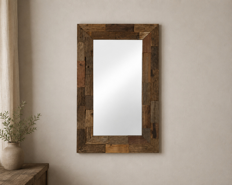 Zrcadlo Masivní Recyklované Dřevo - 50 x 80 cm