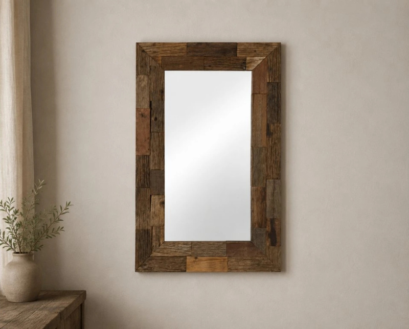 Zrcadlo Masivní Recyklované Dřevo - 50 x 80 cm