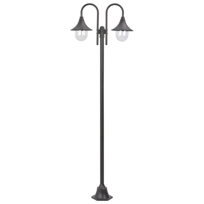 Zahradní Sloupová Lampa 2 Ramena E27 220 Cm Hliník - Tmavě zelená