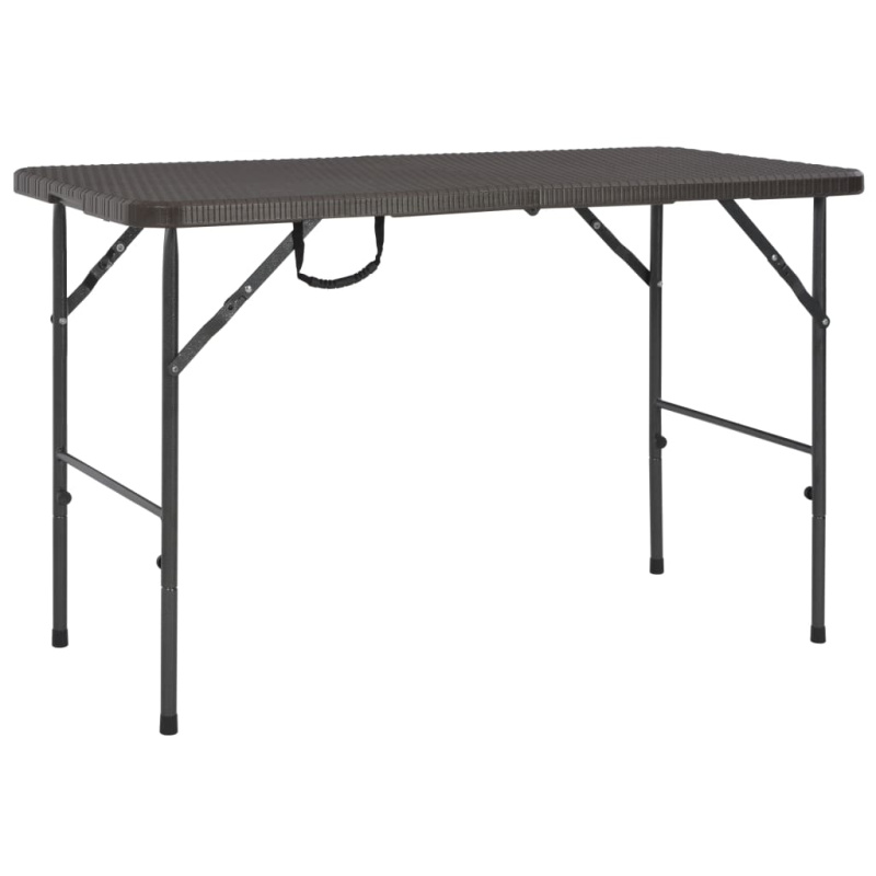 Skládací Zahradní Stůl Hnědý 120X60X74 Cm Hdpe Ratanový Vzhled